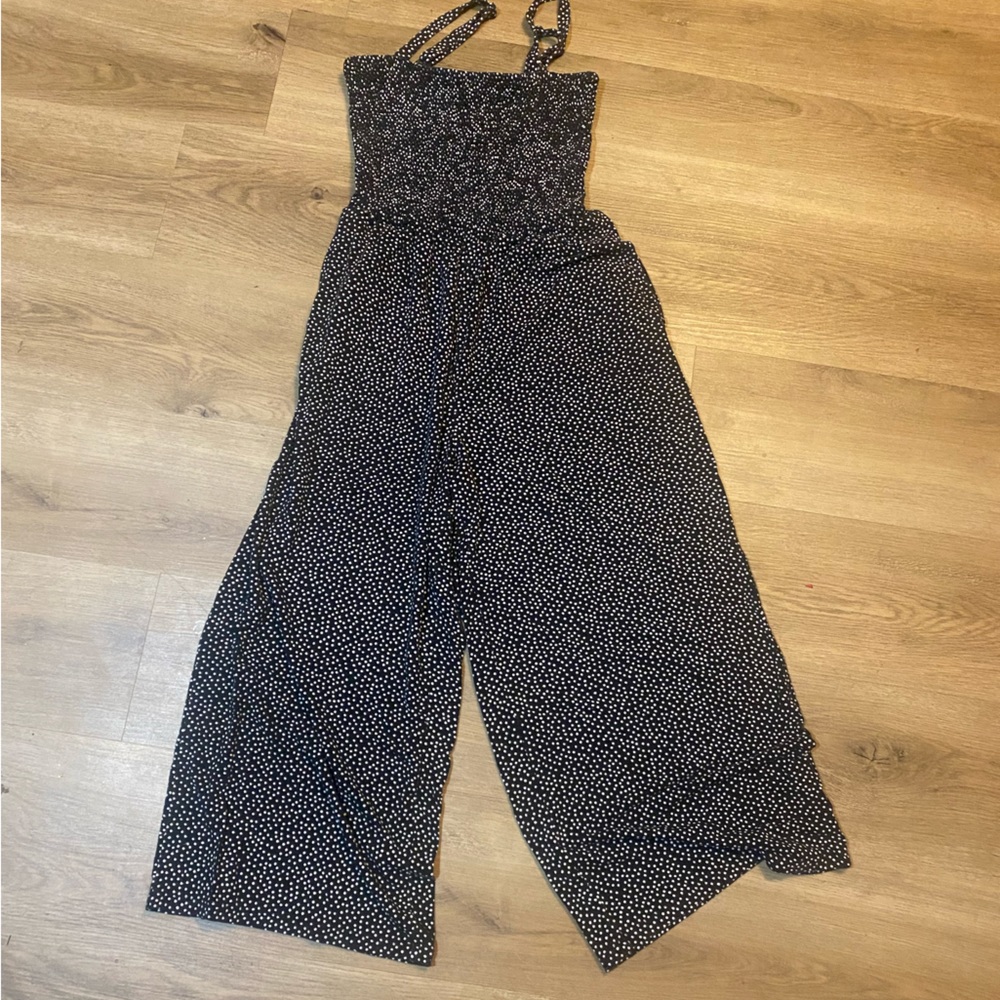 Womens black with white polka dots jumpsuit